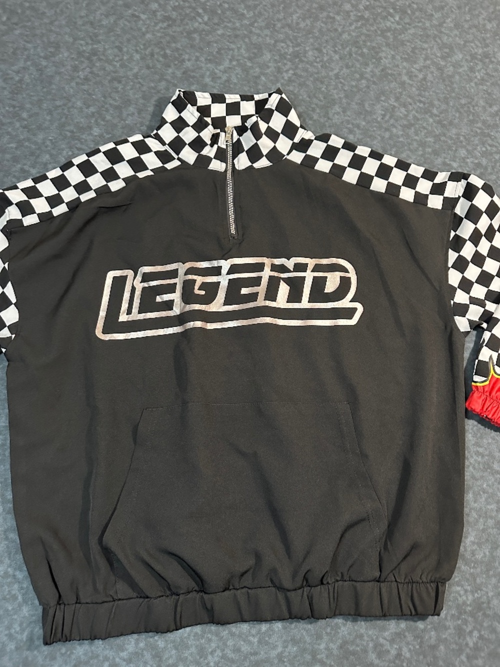 Helium Moto Wear Legend Checkerboard Print Quarter Zip Racing Pullover Size 1x
